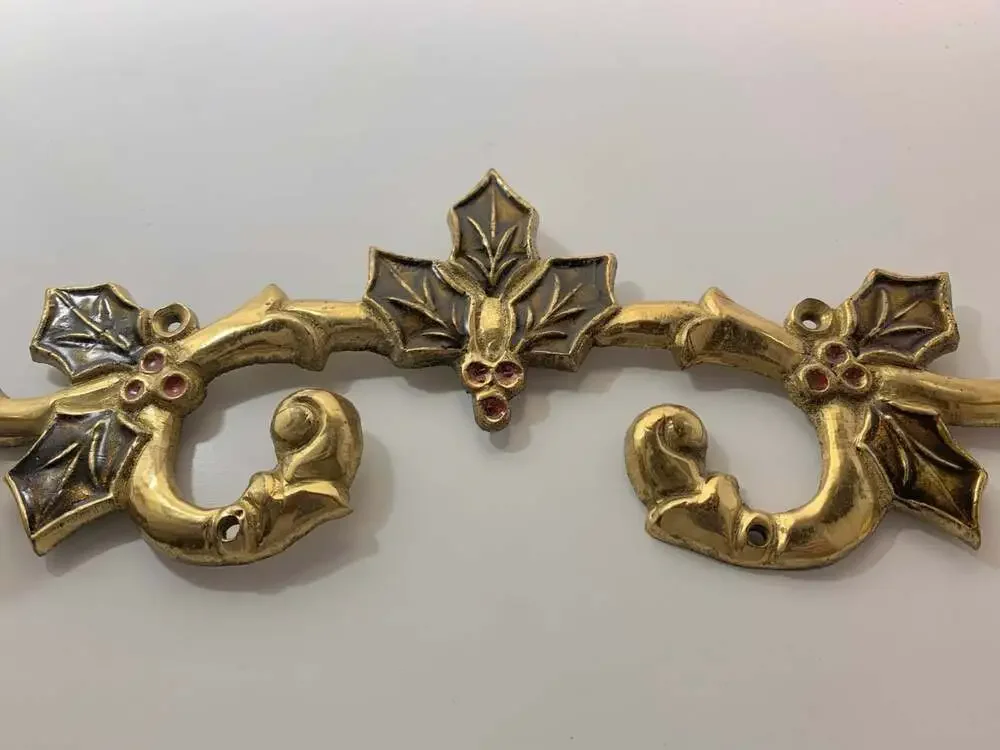 Brass Christmas Vintage Holly Coat hanger